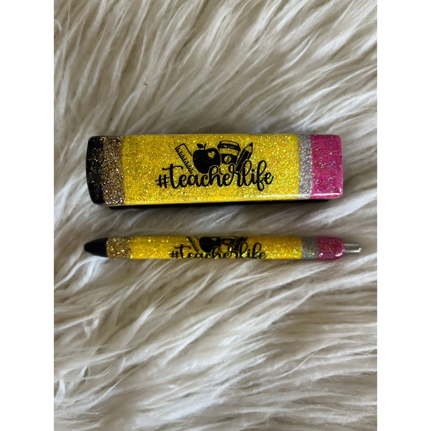 Teacher gift glitter pen matching stapler #teacherlife pencil