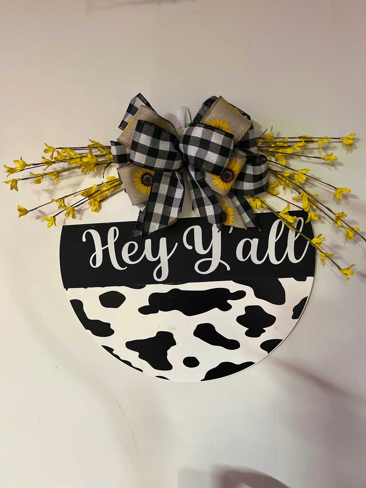 Cow theme Wooden Door Sign Hey Y’all