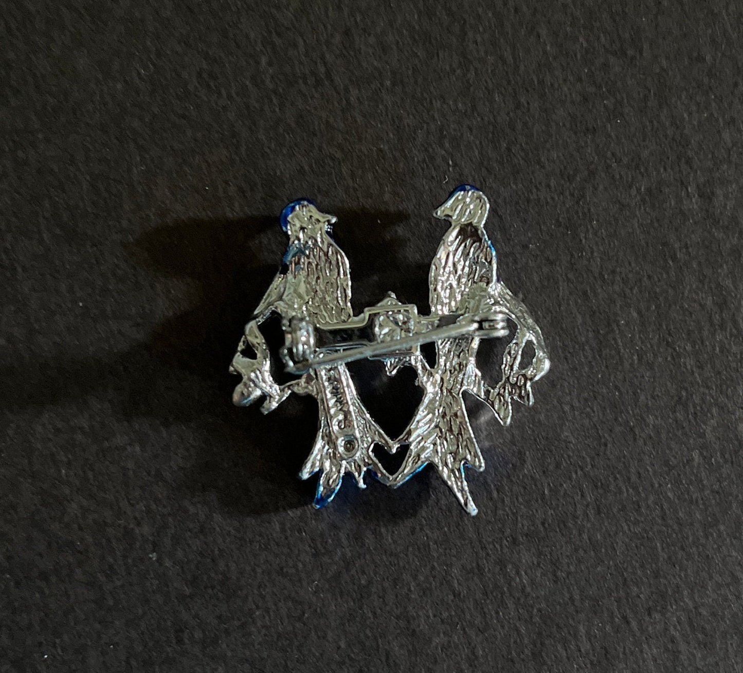 Vintage Silver stone & Enamel Blue Lovebirds Brooch
