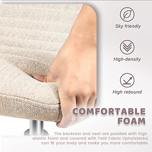 LEMBERI Fabric Padded Desk Chair No Wheels, Armless Wide Swivel,120°Rocking Mid Back Ergonomic Computer Task Vanity Chairs for Office, Home, Make Up,Small Space, Bed Room