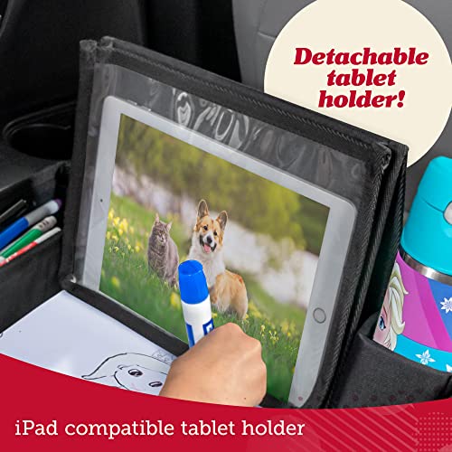 Lusso Gear Kids Travel Tray for Toddler Car Seat, Travel Tray for Kids Car Seat, Lap Tray for Airplane, Kids Travel Desk Essential Accessories, Carseat Table Tray for Kids Road Trip Activities (Black)