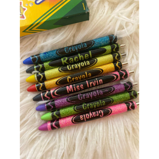 Crayon Pen glitter custom teacher