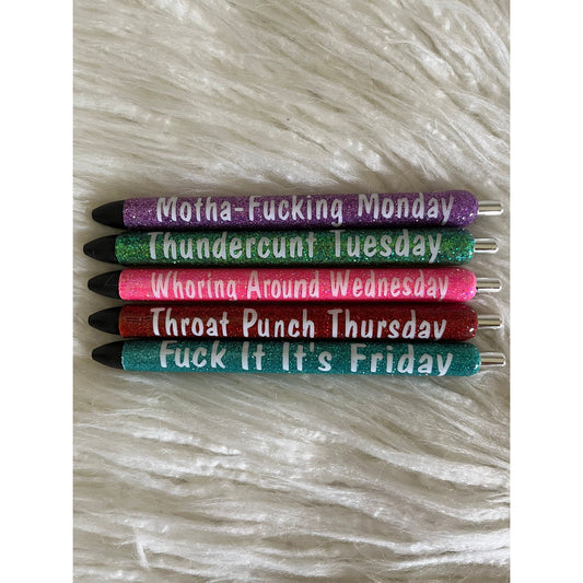 Sassy curse word days of the week pens