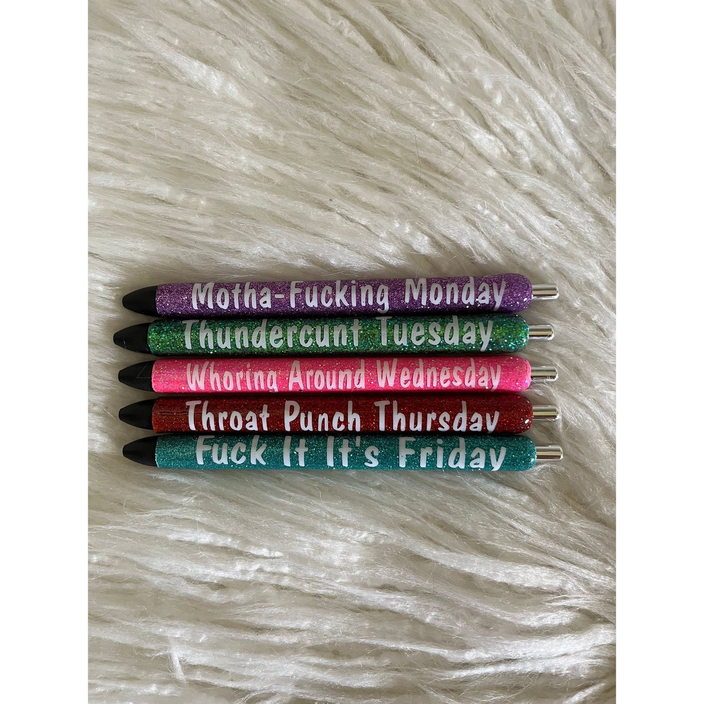 Sassy curse word days of the week pens