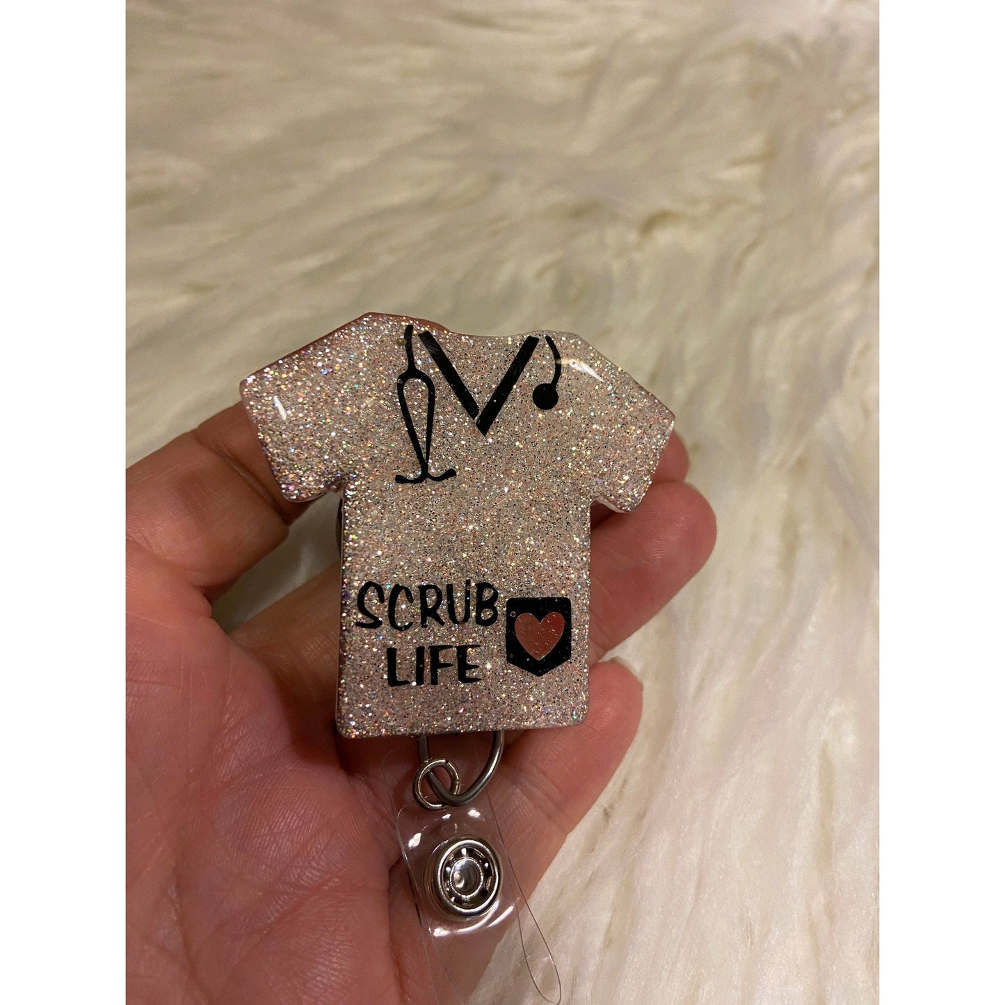 Glitter badge reels