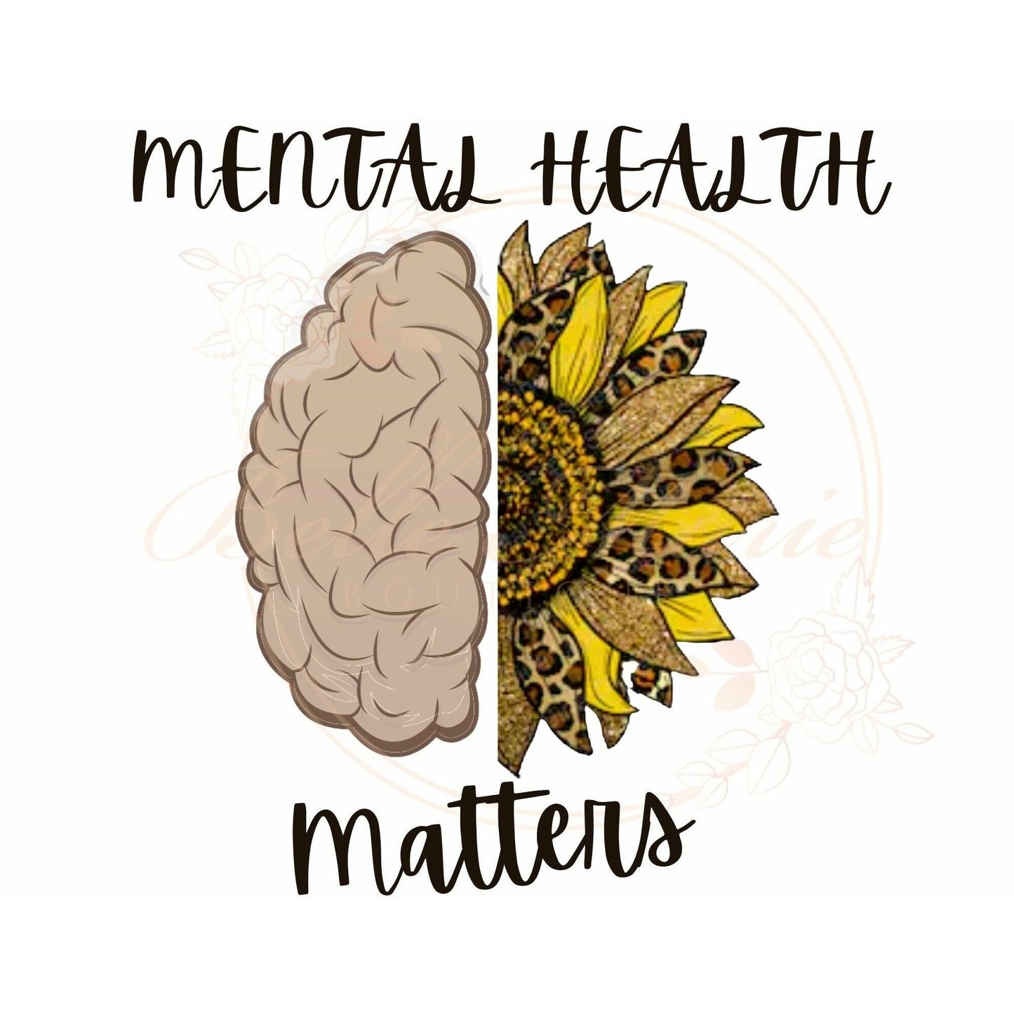 Leopard print mental health matters brain sunflower png instant download