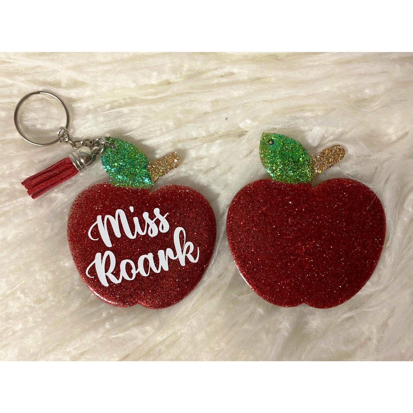 Apple keychain teacher gift personalized