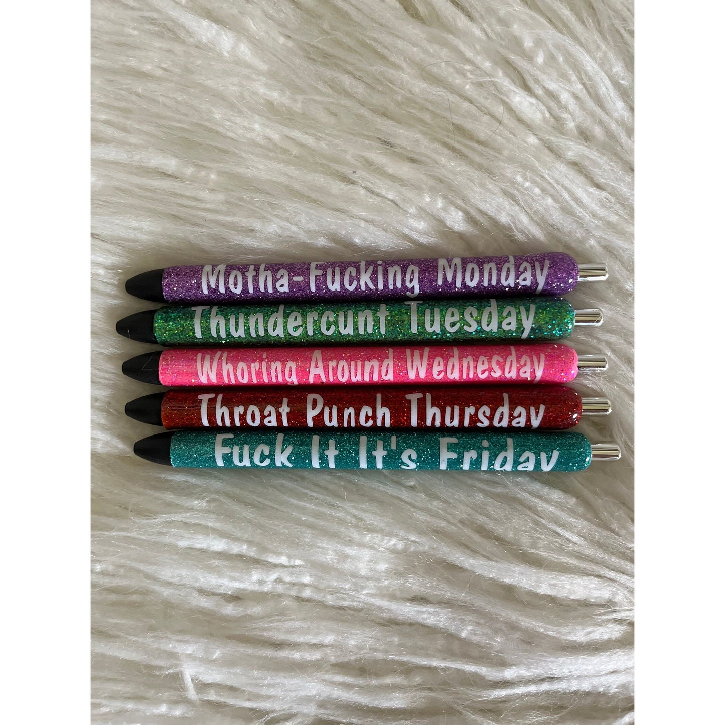 Sassy curse word days of the week pens