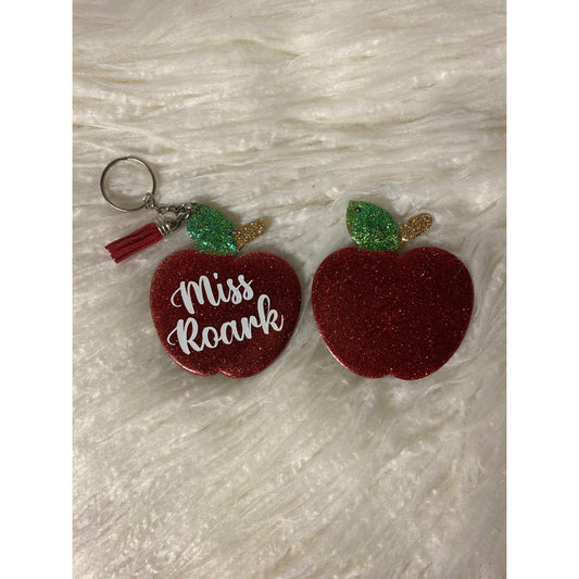 Apple keychain teacher gift personalized