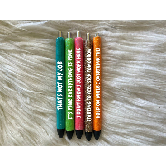 Fun Sayings Office Weekday Glitter Pens