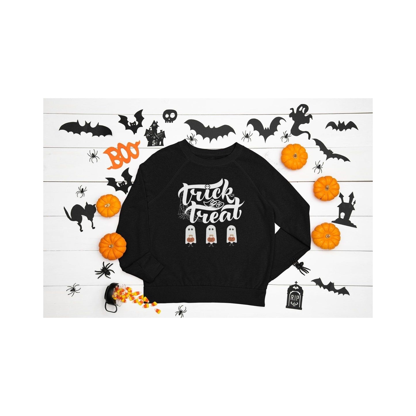Halloween Sweatshirt Trick or Treat Ghost Shirt