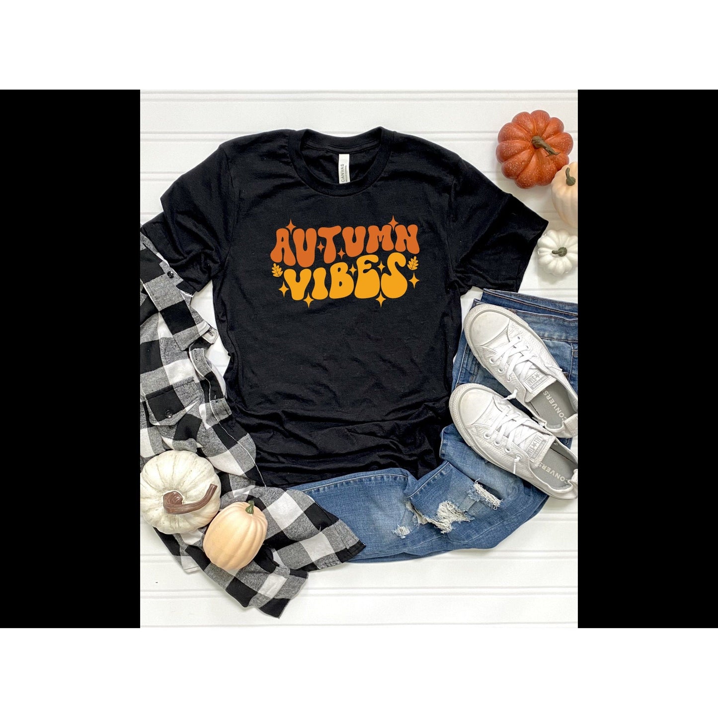 Autumn Vibes fall tshirt womens retro vintage Bella + Canvas