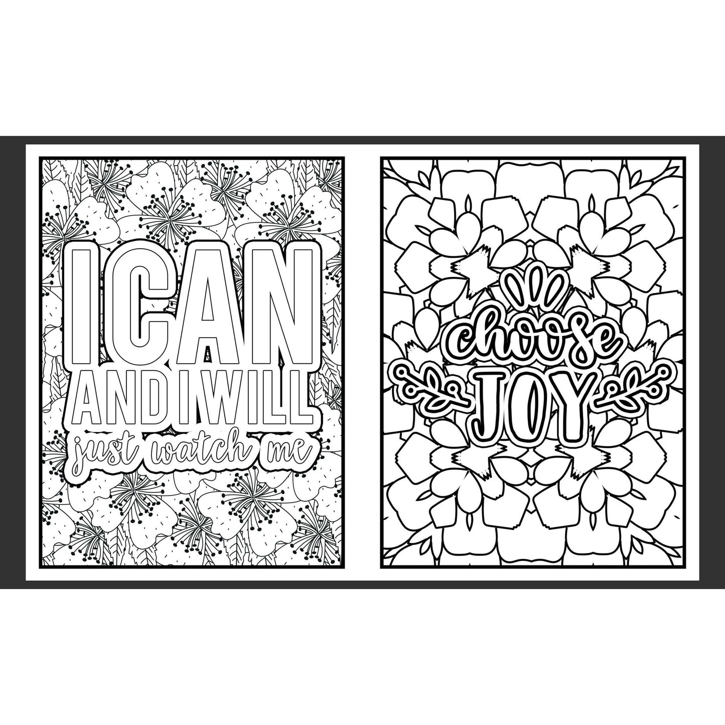 Coloring book pages | Encouragement quotes | 20 different designs | Adult coloring print from home