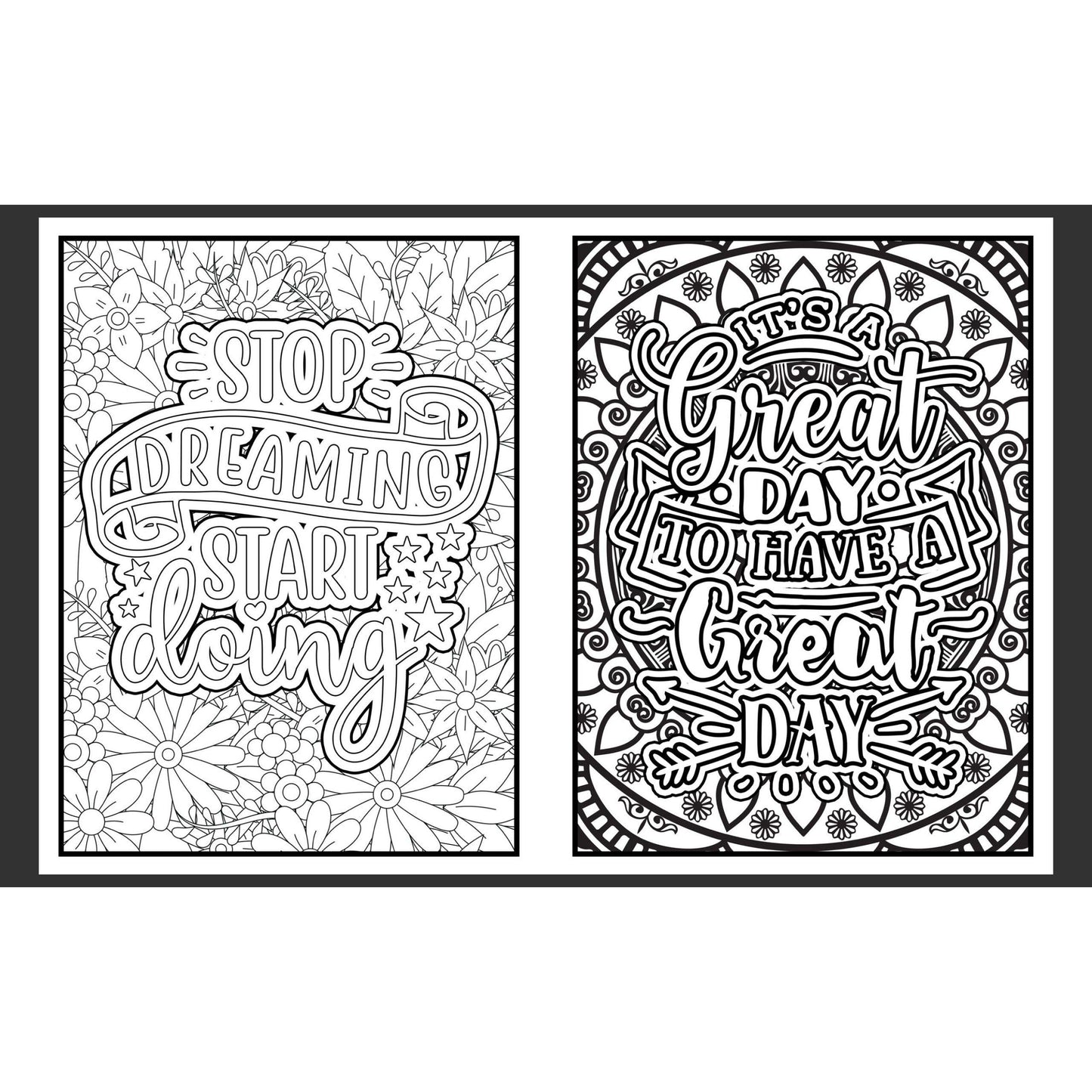 Coloring book pages | Encouragement quotes | 20 different designs | Adult coloring print from home