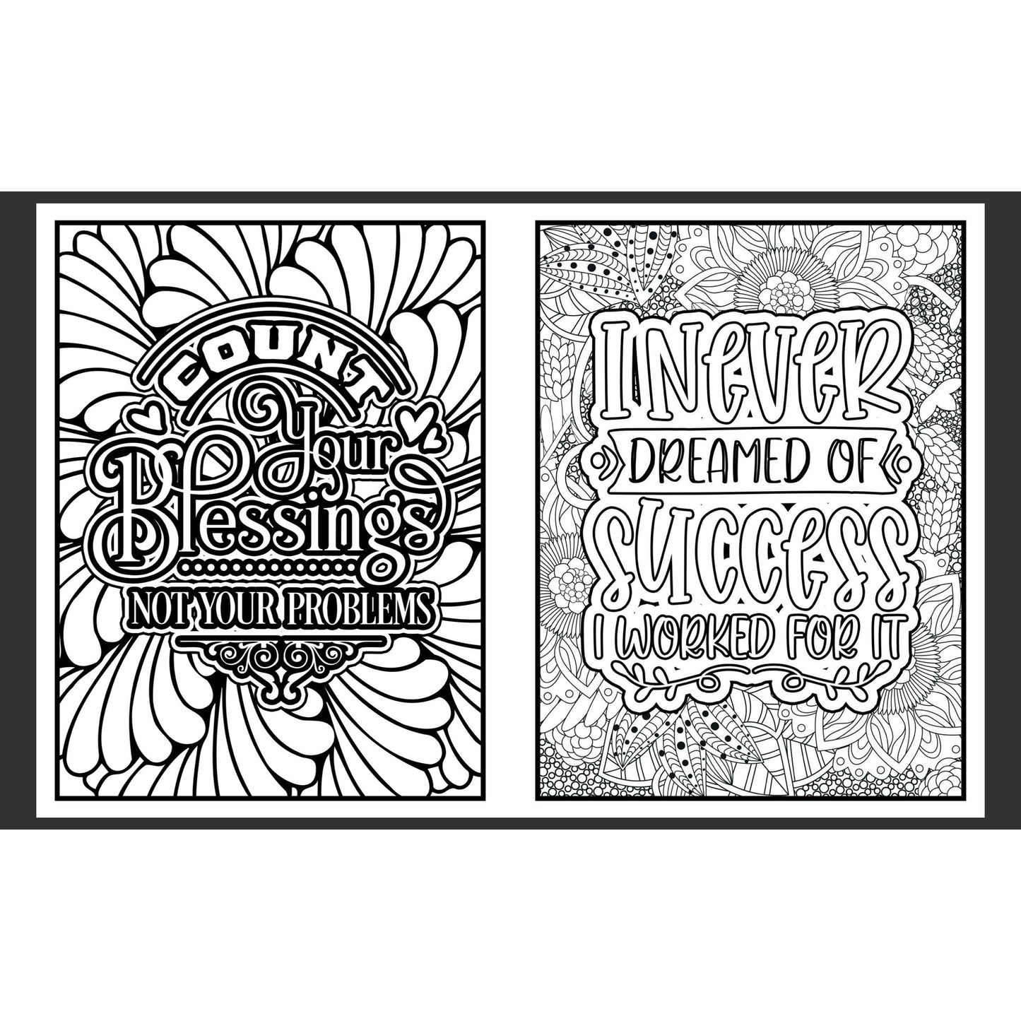 Coloring book pages | Encouragement quotes | 20 different designs | Adult coloring print from home