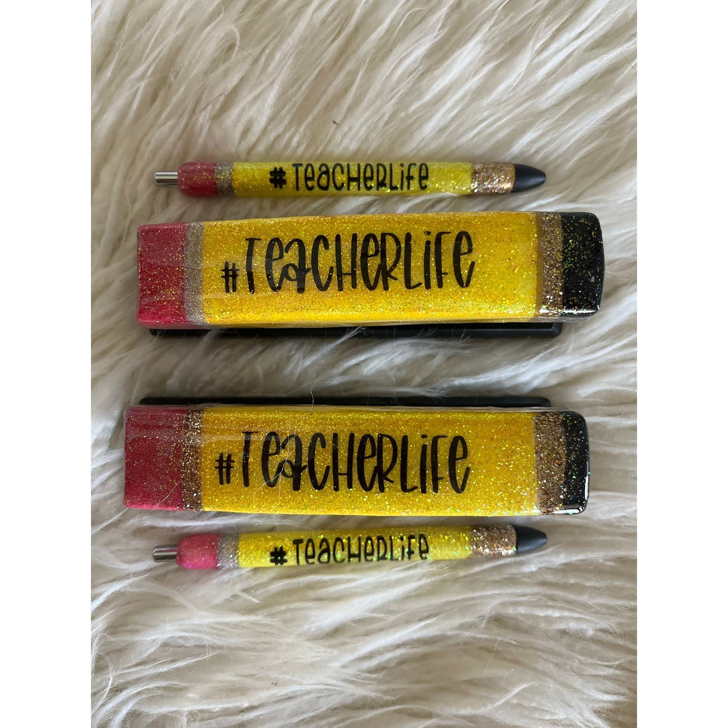 Teacher gift #teacherlife matching stapler and pen set. Teacher appreciation glitter pencil pen glitter stapler