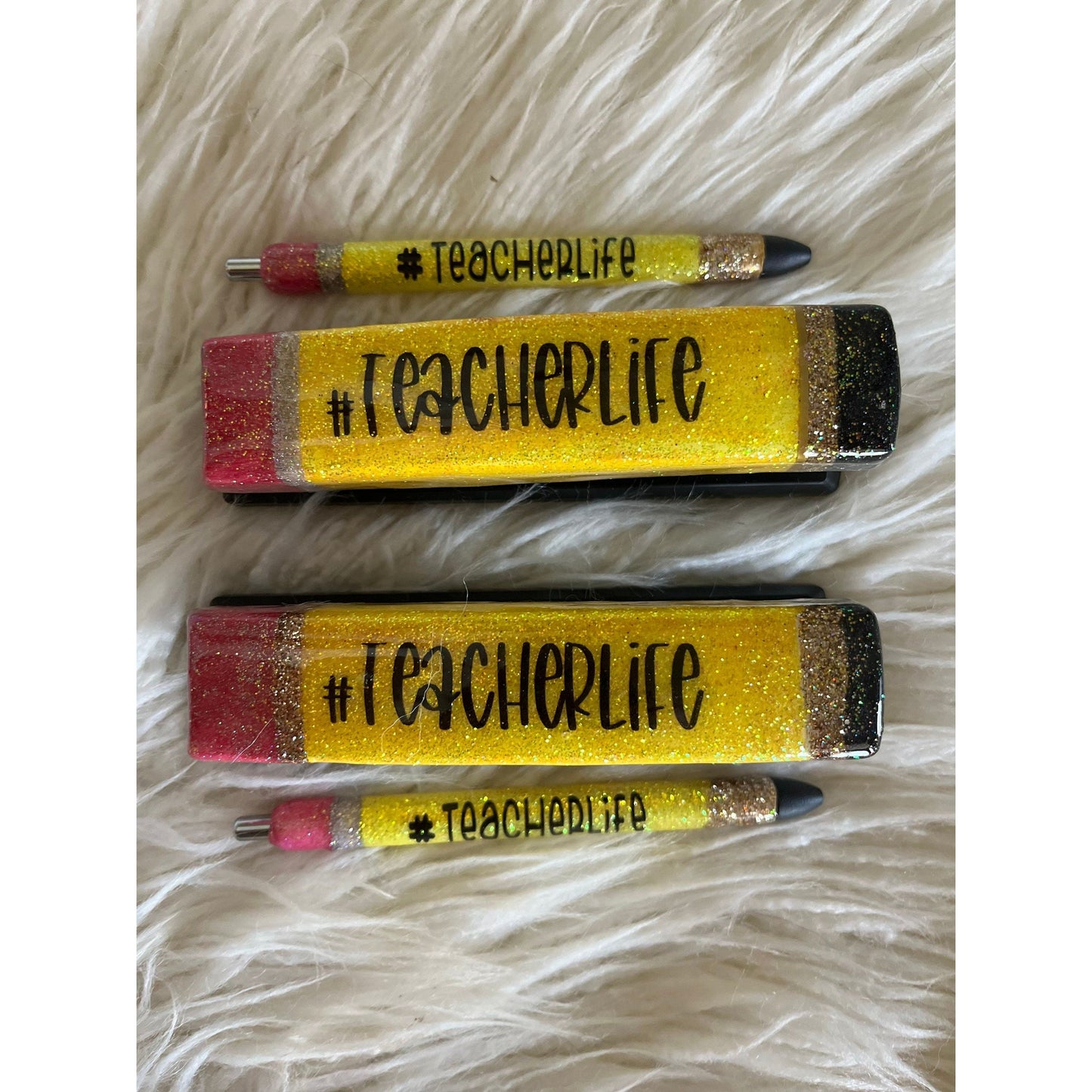Teacher gift #teacherlife matching stapler and pen set. Teacher appreciation glitter pencil pen glitter stapler