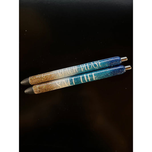 Beach theme glitter pens beach please salt life