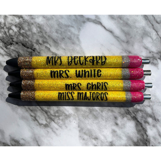 Glitter Pencil Pen Teacher Pen Teacher Gift Personalized Glitter Pen Valentines Gift Pencil Pen Custom