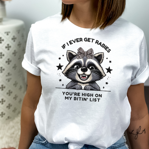 Funny Raccoon Biting List Long Sleeve Tee
