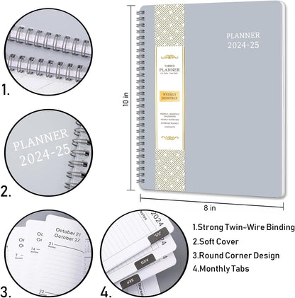Planner 2024-2025 - Jul. 2024 - Jun. 2025, 8" X 10", 2024-2025 Academic Planner Weekly and Monthly, Flexible Cover, To-Do List, Twin-Wire Binding