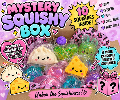MYSTERY 10 Squishy Box, Squishies, Fun Squishy, Cheese, Dumpling, Suprise Box