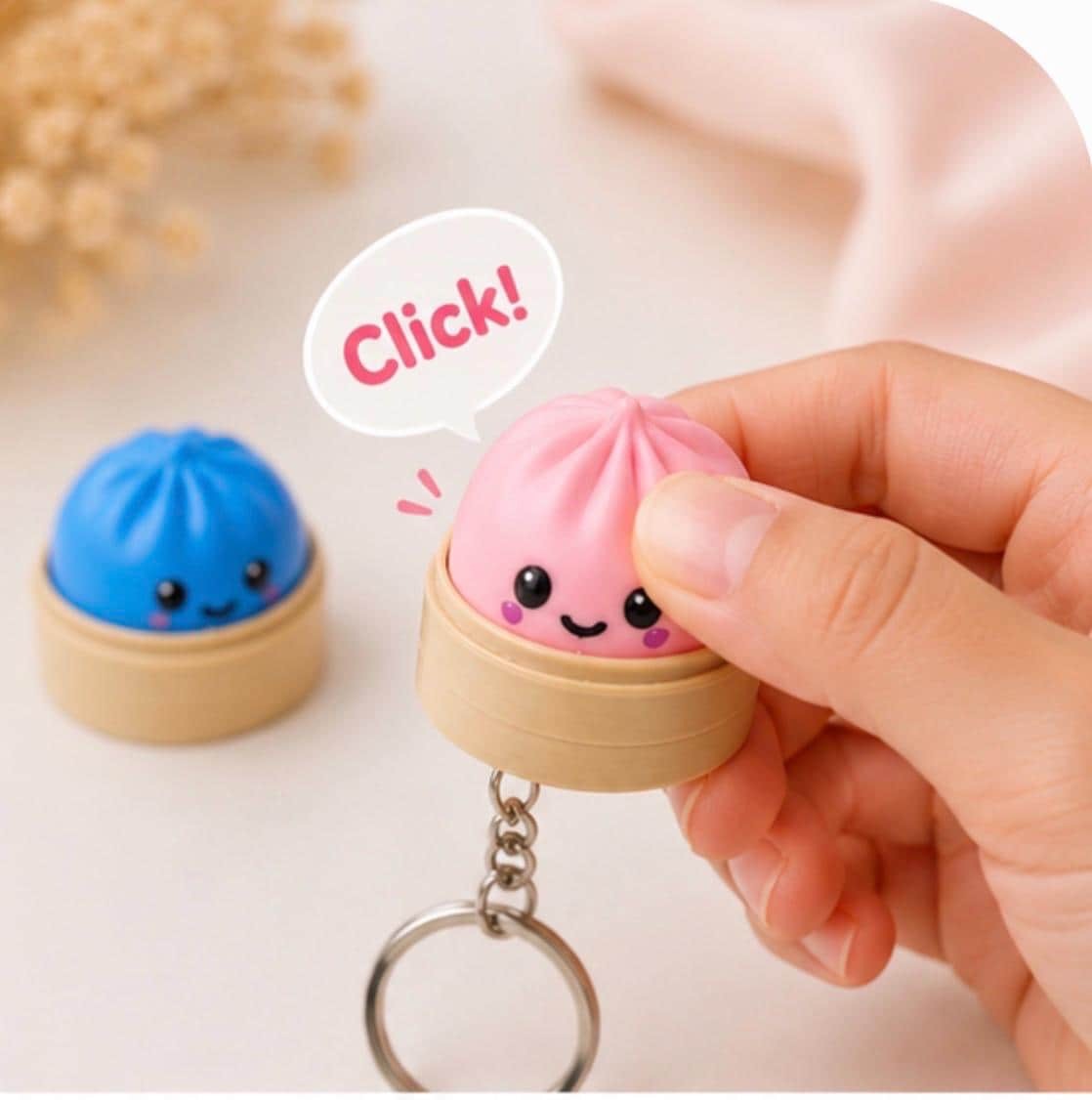Dumpling Clicker, Cute  Fidget Toy, Sensory Clicker Keychain, Backpack Charm