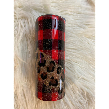 Leopard and Plaid 20 ounce tumbler