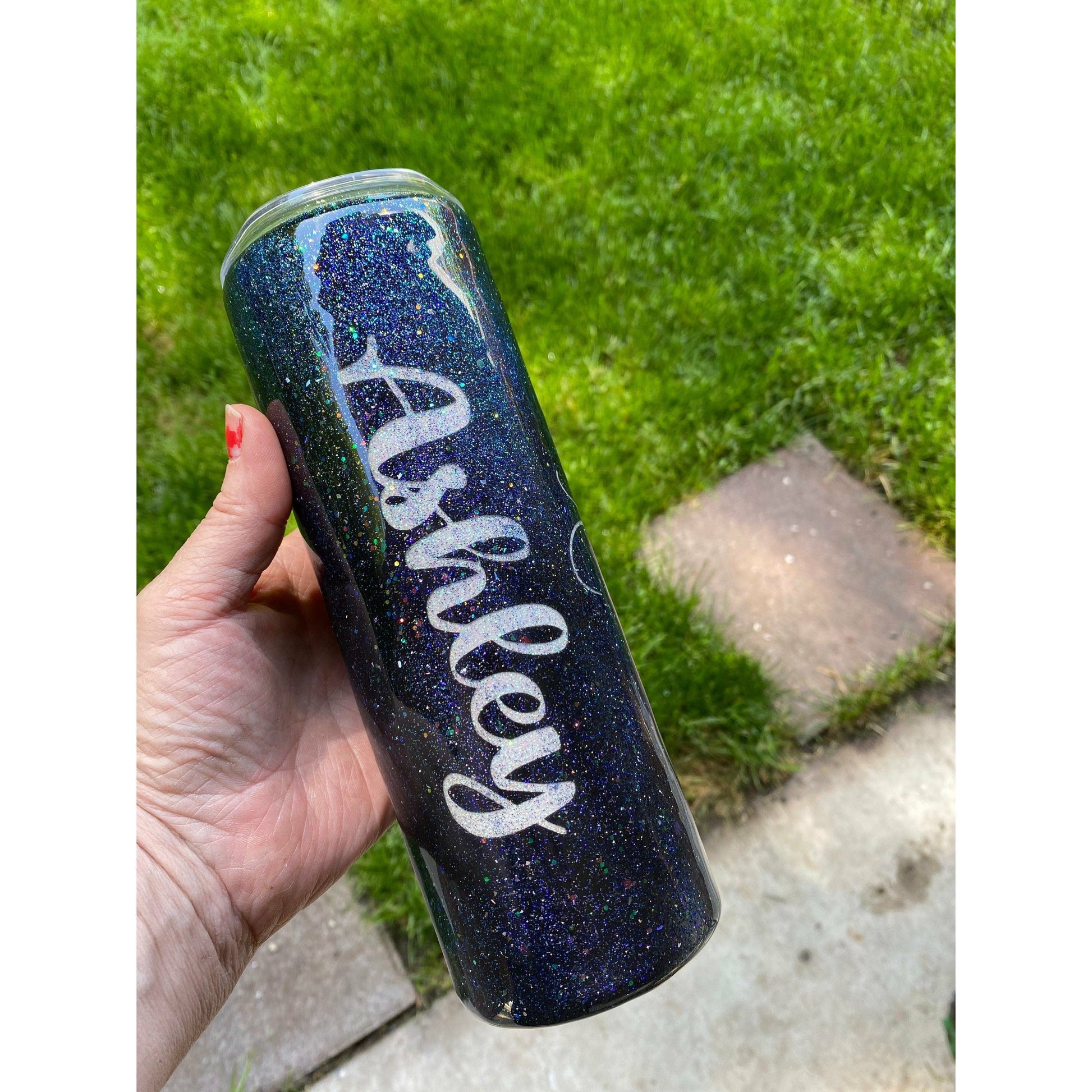 Galaxy tumbler with matching custom pen.
