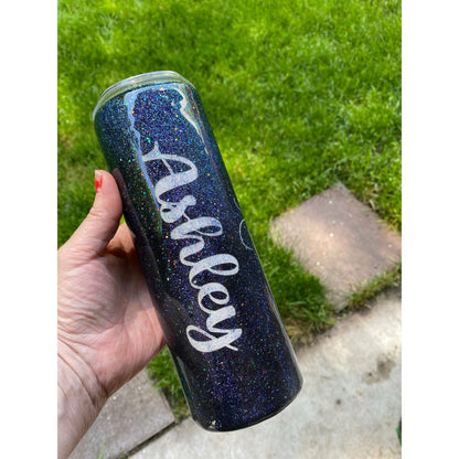 Galaxy tumbler with matching custom pen.