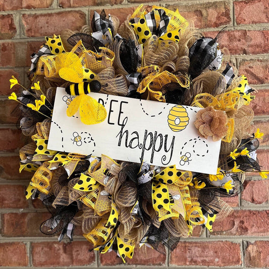 Bee wreath door hanger front door decor