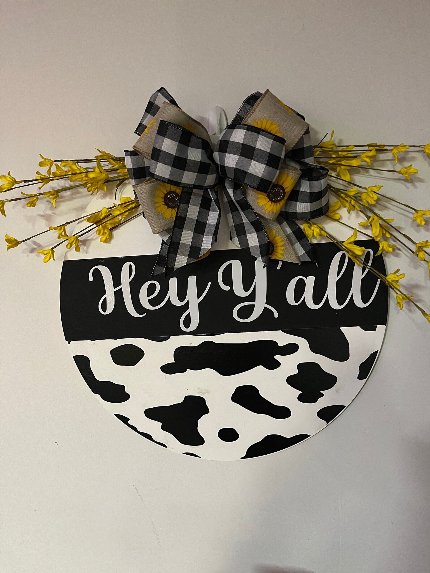 Cow theme Wooden Door Sign Hey Y’all