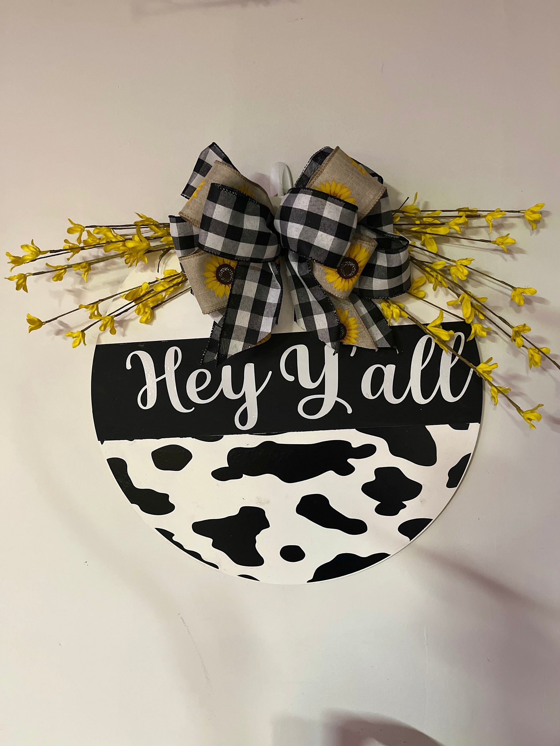 Cow theme Wooden Door Sign Hey Y’all