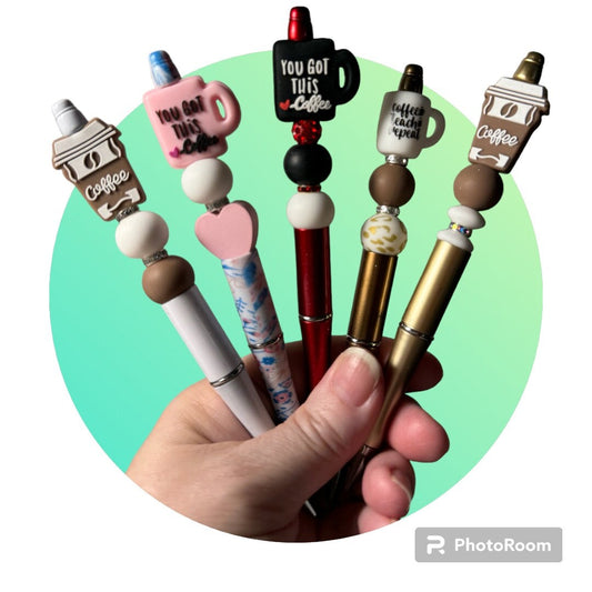 Custom Coffee Pen, Beaded Pen, Bling Pen, Bling Coffee Pen, Gift for Coffee Lovers, Gourmet Coffee Pen, Mom Pen, Teacher Gift, Mom Gift