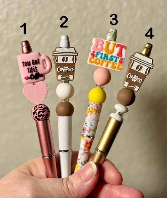 Custom Coffee Pen, Beaded Pen, Bling Pen, Bling Coffee Pen, Gift for Coffee Lovers, Gourmet Coffee Pen, Mom Pen, Teacher Gift, Mom Gift