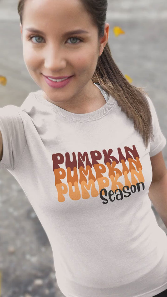 Retro Ombre pumpkin season Bella + Canvas T-shirt Womens Fall Vintage