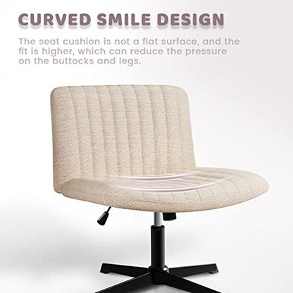 LEMBERI Fabric Padded Desk Chair No Wheels, Armless Wide Swivel,120°Rocking Mid Back Ergonomic Computer Task Vanity Chairs for Office, Home, Make Up,Small Space, Bed Room