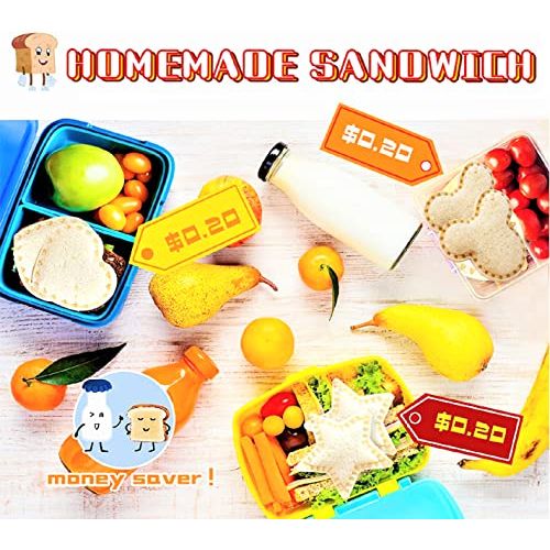 Uncrustables Maker, 12pcs Sandwich Cutter and Sealer sets, Uncrustable Sandwich Cutter, Decruster Sandwich Maker, Bread Cookie Cutters for Boys Girls Lunch & Bento Box (Dinosaur Heart Mickey Star)