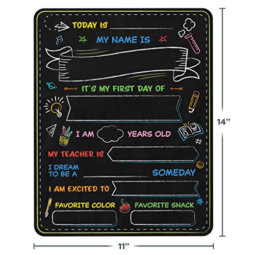 First and Last Day of School Board - 14” X 11” Double-Sided - My First & Last Day of School Sign Chalkboard - 1st Day School Signs for Kids Back to School Supplies Preschool Kindergarten 1st Grade