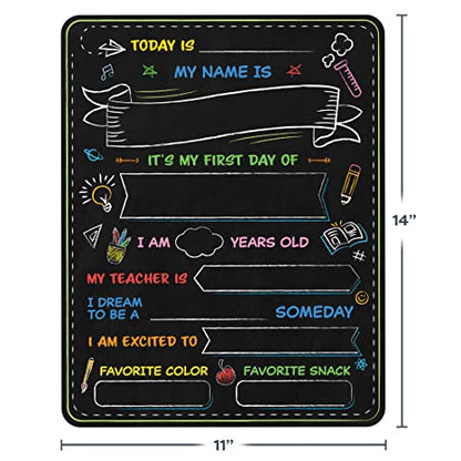 First and Last Day of School Board - 14” X 11” Double-Sided - My First & Last Day of School Sign Chalkboard - 1st Day School Signs for Kids Back to School Supplies Preschool Kindergarten 1st Grade