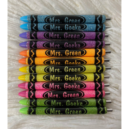 Crayon Pen glitter custom teacher