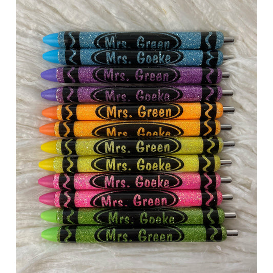 Crayon Pen glitter custom teacher