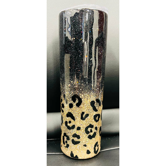 Black and gold leopard mama tumbler