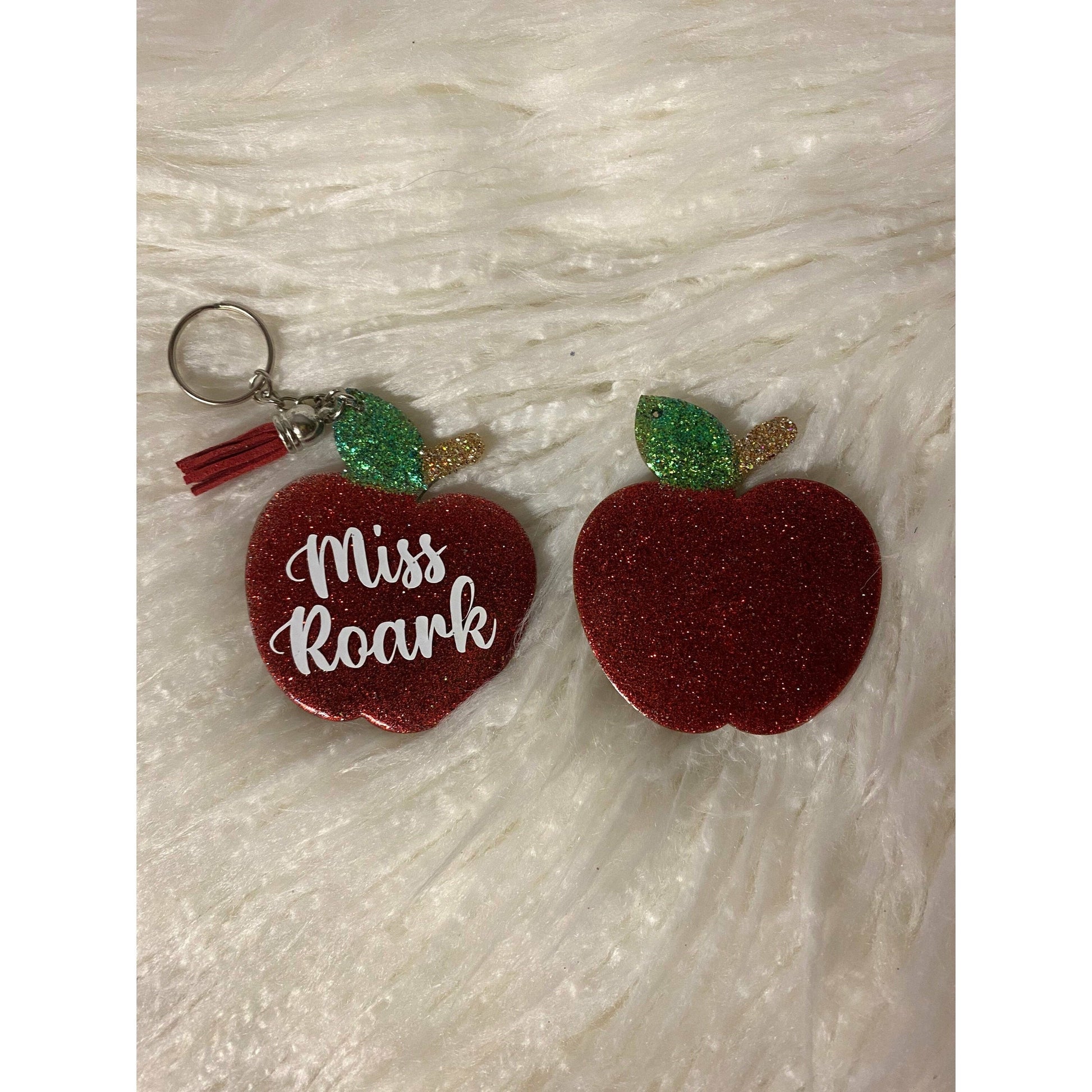Apple keychain teacher gift personalized