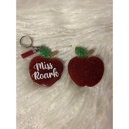 Apple keychain teacher gift personalized