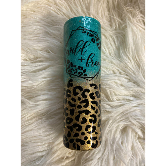 Teal and Leopard Tumbler