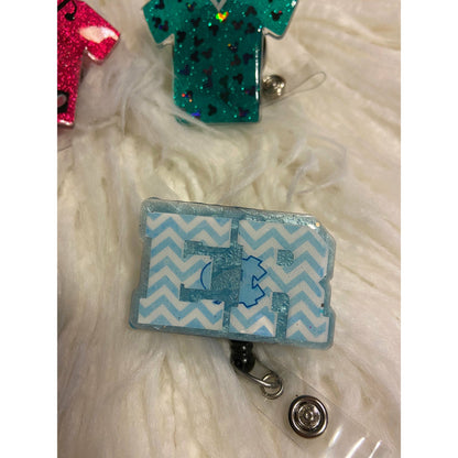 Glitter badge reels