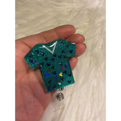 Glitter badge reels