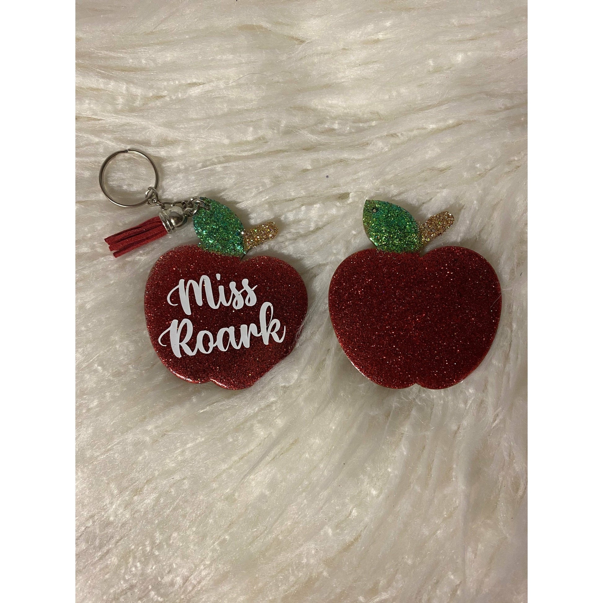 Apple keychain teacher gift personalized