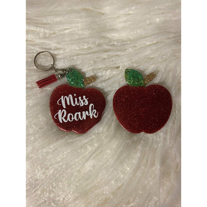 Apple keychain teacher gift personalized